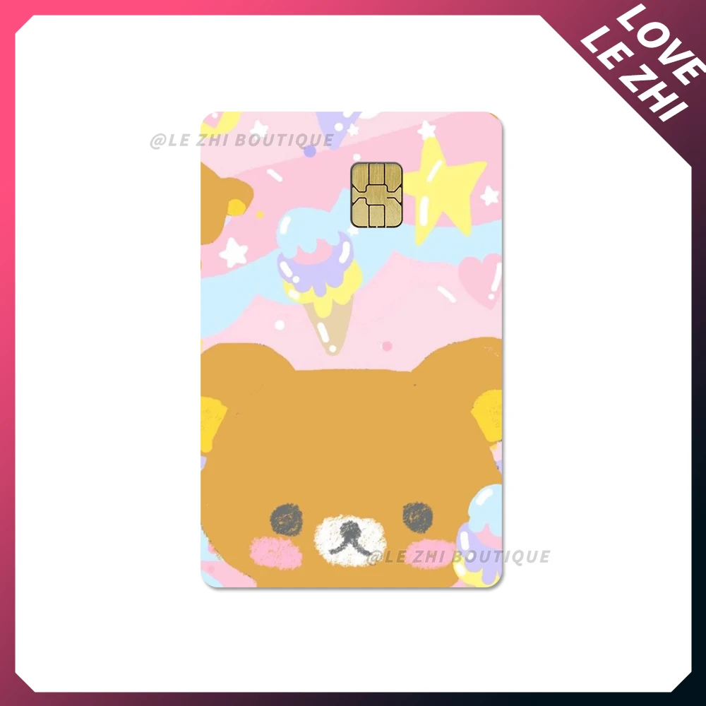 Japan Anime Cute Cartoon Bear Credit Debit Card Sticker Kawaii Bus Pass Diy Waterproof Small Chip Film Sticker Decoration