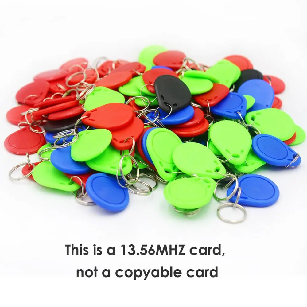 

100pc/lot 13.56MHz IC M1 Keyfobs Tags Access Control RFID Key Finder Card Token Attendance Management Keychain