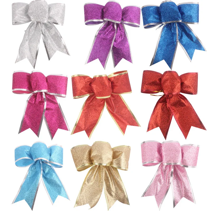 

Christmas Bows for Glitter Bow Ornaments Xmas Garland Tree Decor Indoor Outdoor Party Large Decorations Home Holiday Decorative