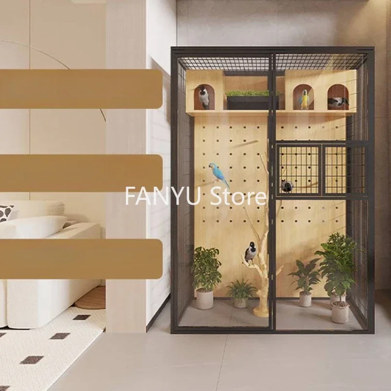 Large Villa Bird Cages Breeding Budgie Canary Wooden Luxury Bird Cages Transparent Decoration Vogelkooi Pet Supplies WZ50BC