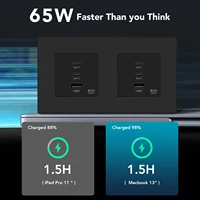 BSEED 65W USB C Wall Sockets Double Type-c USB Fast Charging Power Ports For Computer Phone With EU Socket Plastic Frame 157mm - Image 3