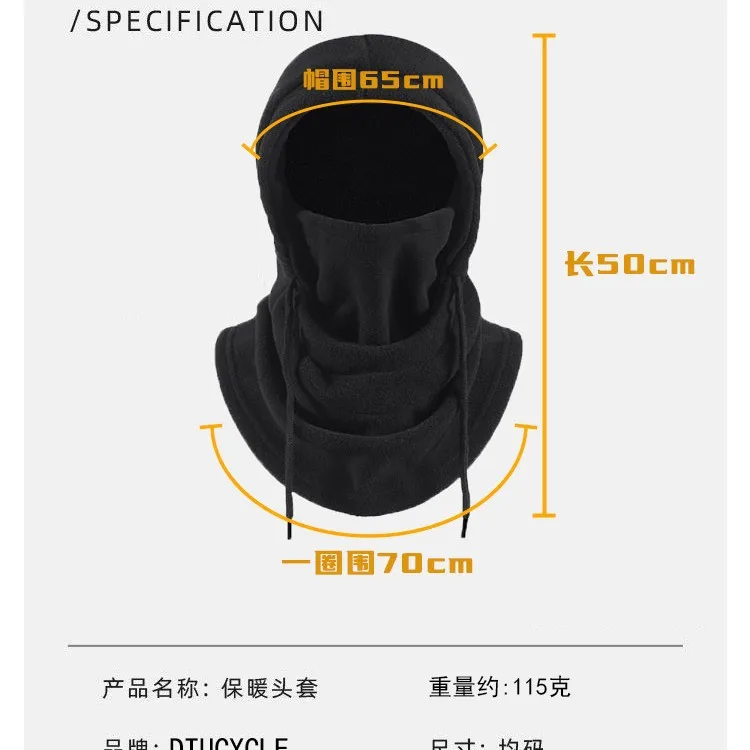 Plush Winter Cap Outdoor Cycling Headband Face Mask Hat Windproof Warm Fleece Ski Lining Thick Neck Protector Hat with Mast