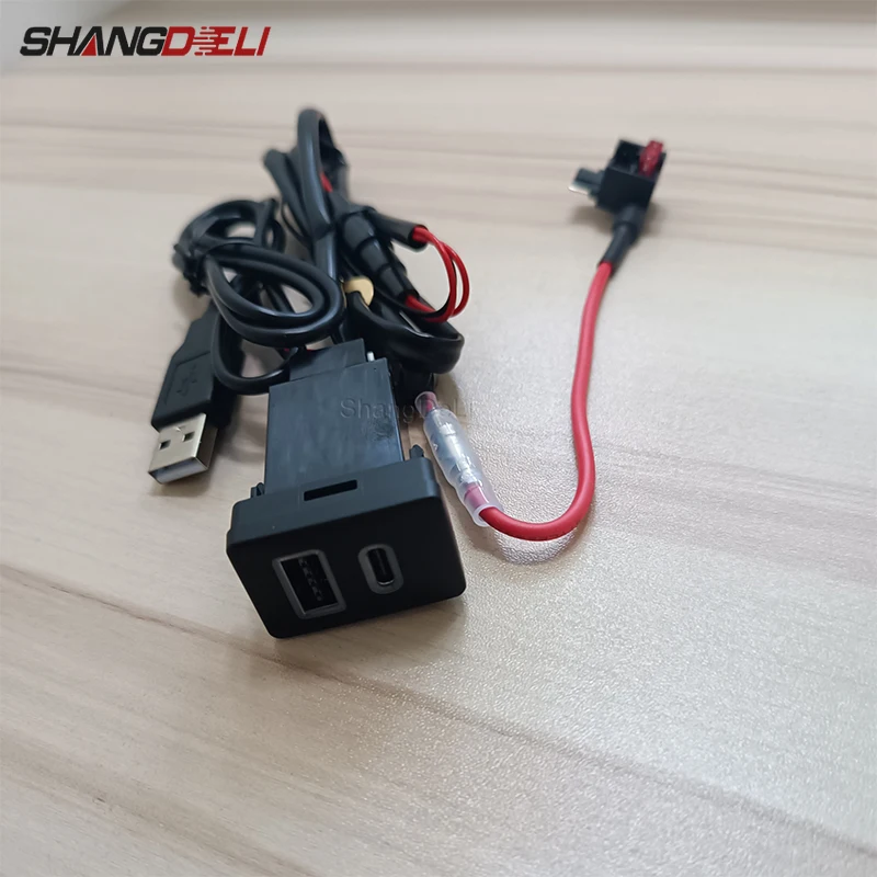 

Автомобильное зарядное устройство USB PD, быстрая зарядка QC3.0, адаптер для зарядки телефона, аудио u-диск, флэш-разъем для Toyota Camry Prius Corolla Prado