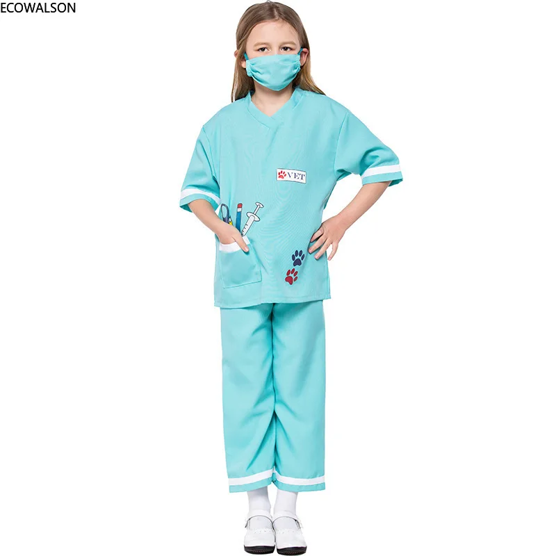 

Child Nurse Doctor Girls Hospital Vet Costume Book Week Kids Fancy Dress Uniform Ecowalson