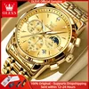 OLEVS 3639 Original Men Quartz Watch Top Waterproof Luminous Watch Multi functional Chronograph Gold Luxury Men Moon Phase Watch