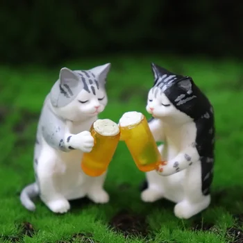 만화 새끼 고양이 피규어 인형 미니 맥주 고양이 자동차 대시 보드 장난감 장식, 자동차 액세서리 인테리어 귀여운 장난감, 자동차 장식 선물