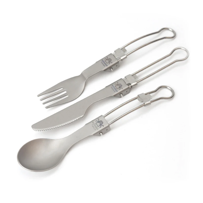 A500 Outdoor Pure Titanium Folding Threepiece Knife, Fork And Spoon