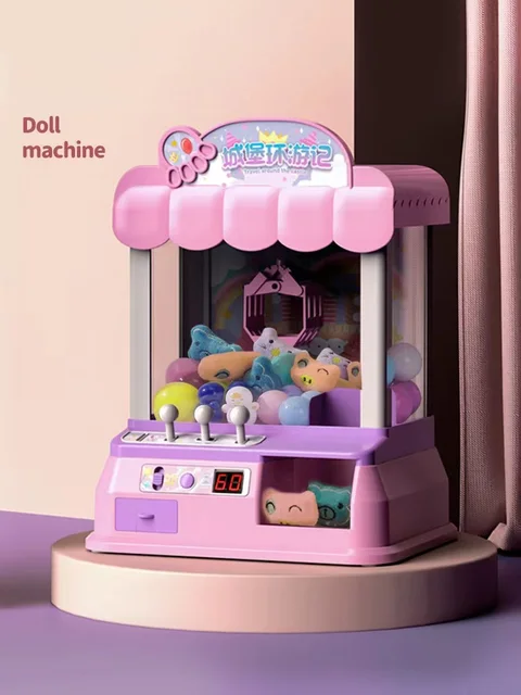 Toy Doll Mini Catch Machine House Candy Catcher Grabber Claw Arcade Crane Game Automatic Vending Kit USB Music Light Kids Gift 6