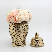 Tarro de jengibre de cerámica moderno, artesanía de celosía tallada china, decoración del hogar