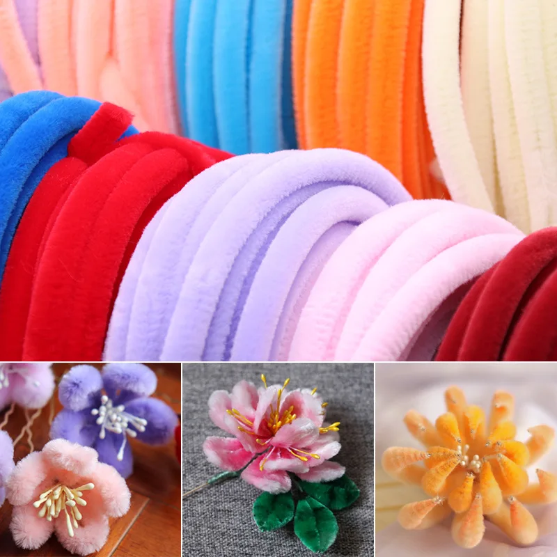 1M Velvet Twist Wire Strip Plush For DIY Flower Craft Ornament Hairpin Jewelry Making Clothing Accessories Handmade Felt Strip