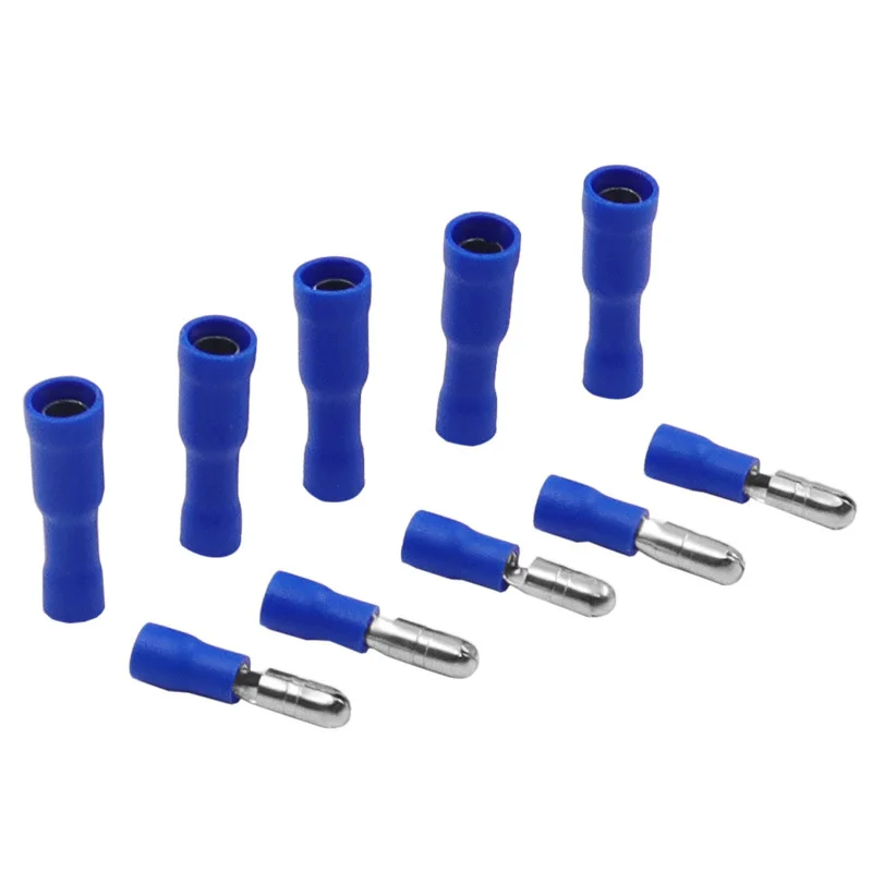 1000pcs Male And Female Plug Spring Cold Pressed Wiring Terminal Blue Pvc Bullet Wire Male And Female Butt Joint Terminal