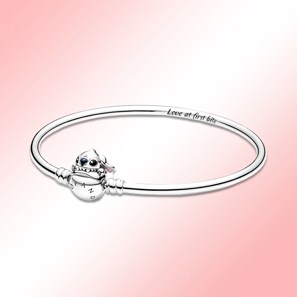 Pandora 925 Sterling Silver Stitch Bite Clasp Bracciale Bangle Fit Original Charm Beads Fai Da Te Per Regalo Di Gioielli Da Donna