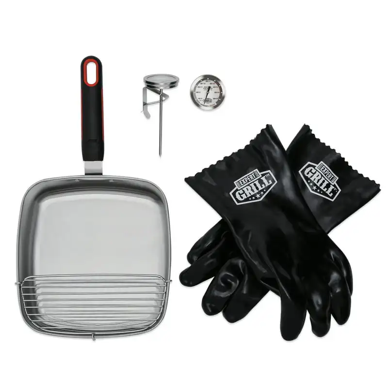 

Frying Kit for EASY Cooking, Red and Back Handle Baking tray for oven Plate for cooking Baking accessories and tools Roti pan Ai