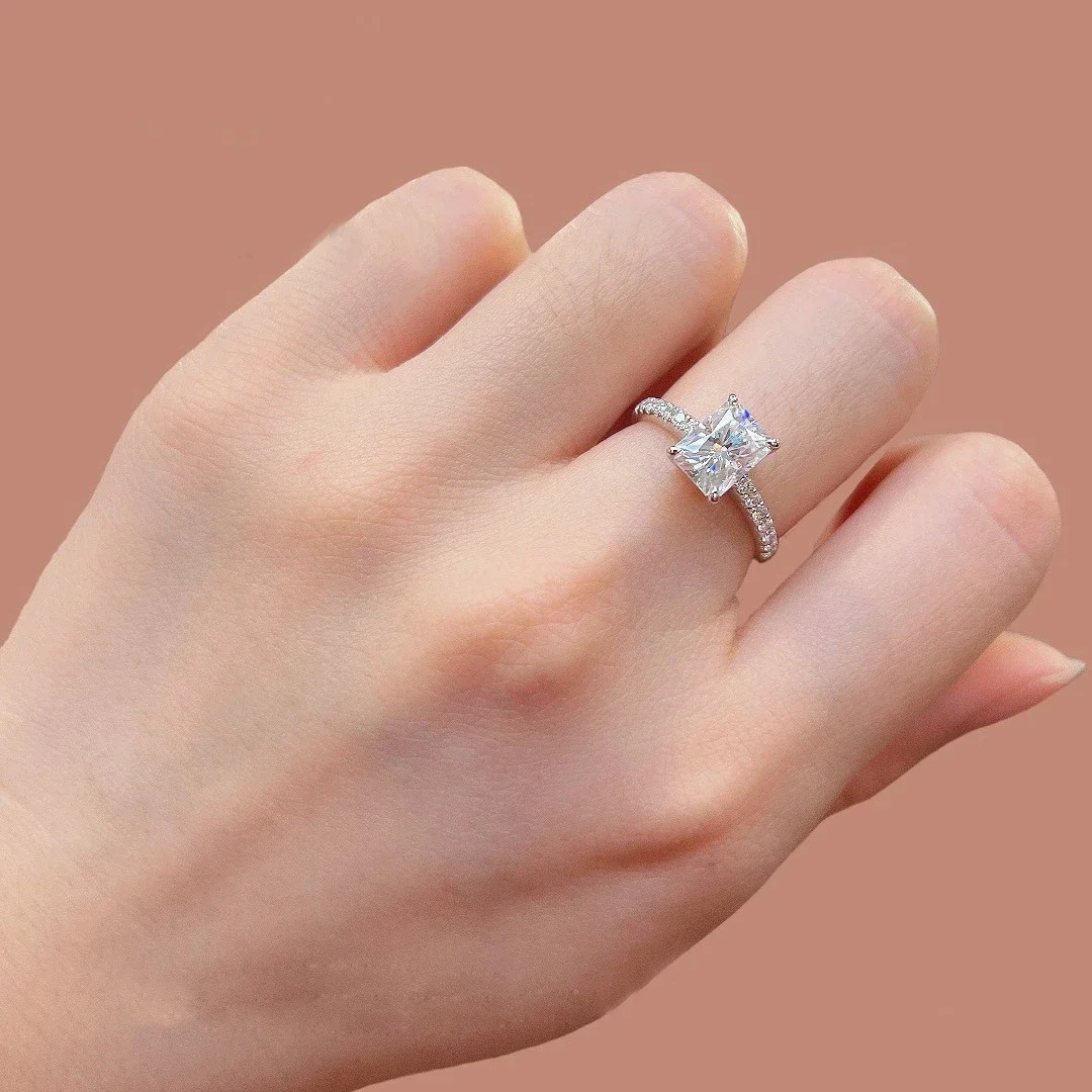 Wedding Rings Finger Rings Engagement Rings NKHOG 1ct 2ct 3ct 7x9mm Moissanite Rings 925 Sterling Silver Colorless VVS Diamond Engagement Wedding Ring Women Band Jewelry