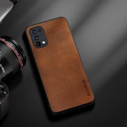 Sleek and Durable Wood Grain Leather Case - Simple & Lightweight Design for Realme 5 Pro (Coffee)