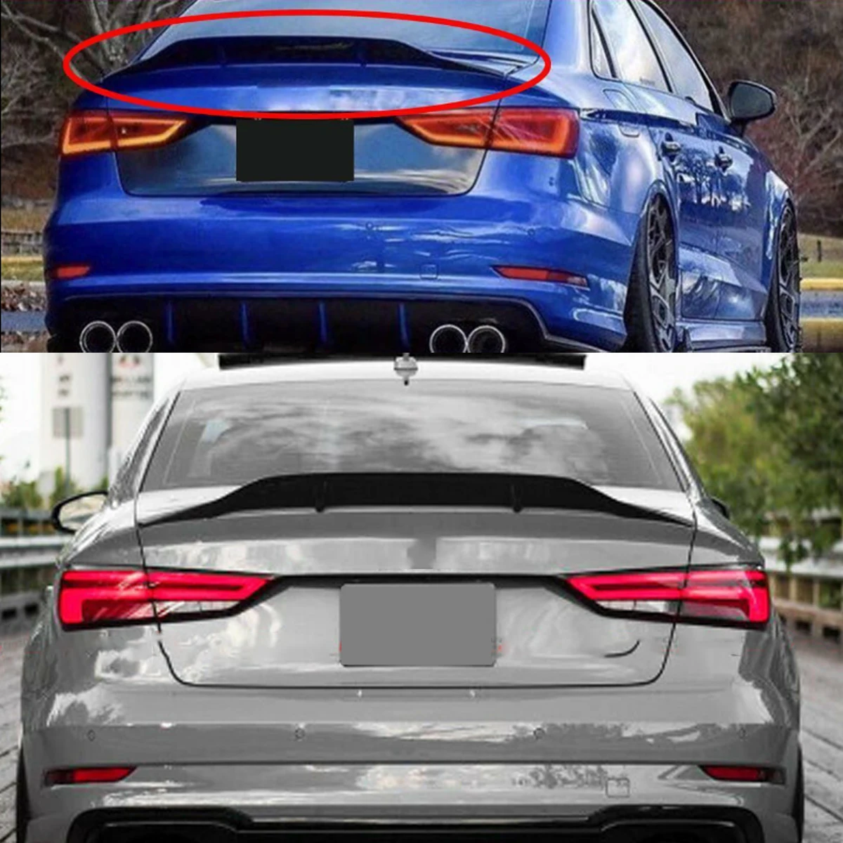Glossy Black Duckbill Trunk Spoiler for Audi A3 S3 RS3 8V Saloon RT Style 2014-20 Car Rear Trunk Lid Lip Body Kit Spoiler Wings