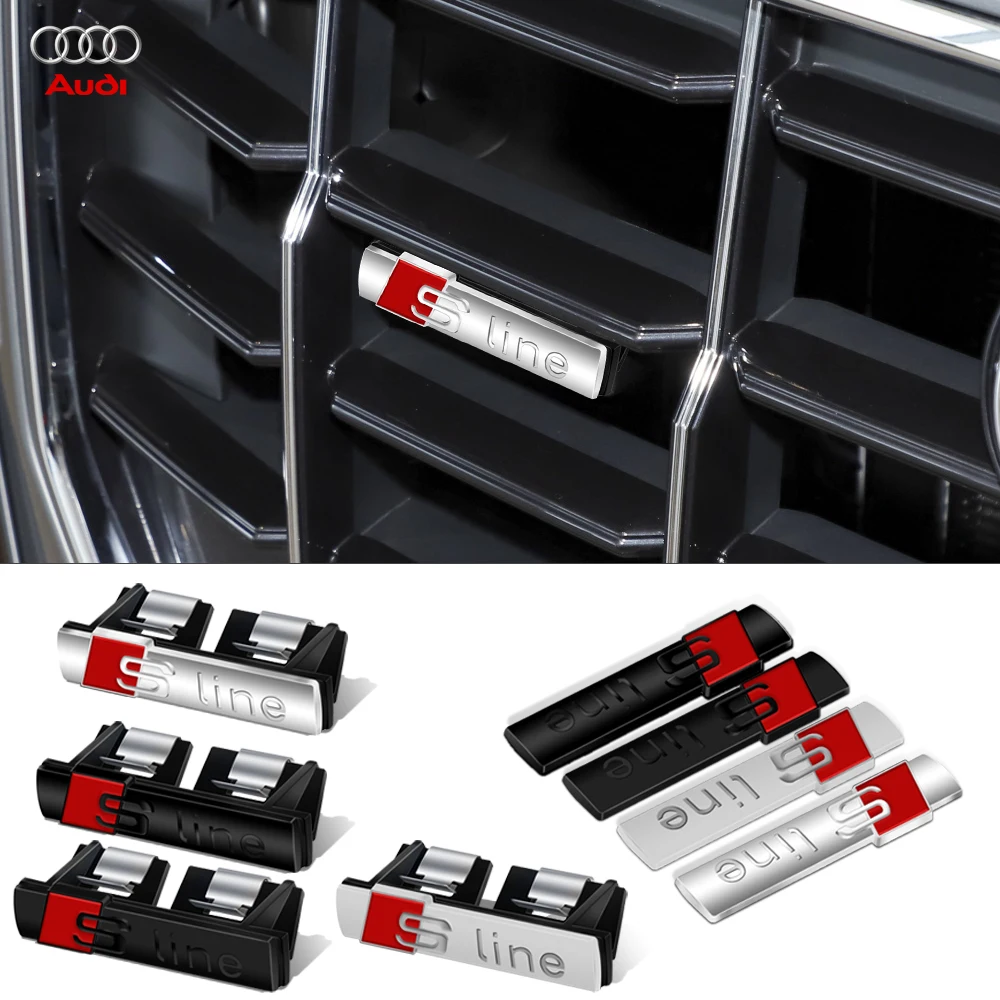 Metal S Line Emblem Auto Front Grille Badge Sticker Decorativo Styling Per Audi Sline A4 A5 A7 S4 Rs4 A6 Tt A1 A2 A3 Q1 Q3 Q5 Q8