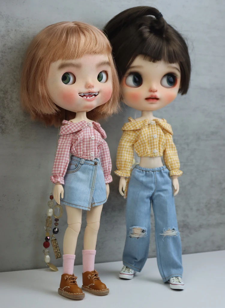 Azone Doll Shirt Pants Jeans Short for Ob24 Ob22 Azone Blythe Doll Clothes