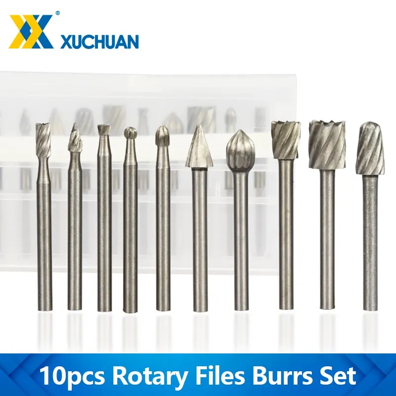 Titanium Coated Rotary Files Burrs 3mm Shank Hss Router Bit For Wood