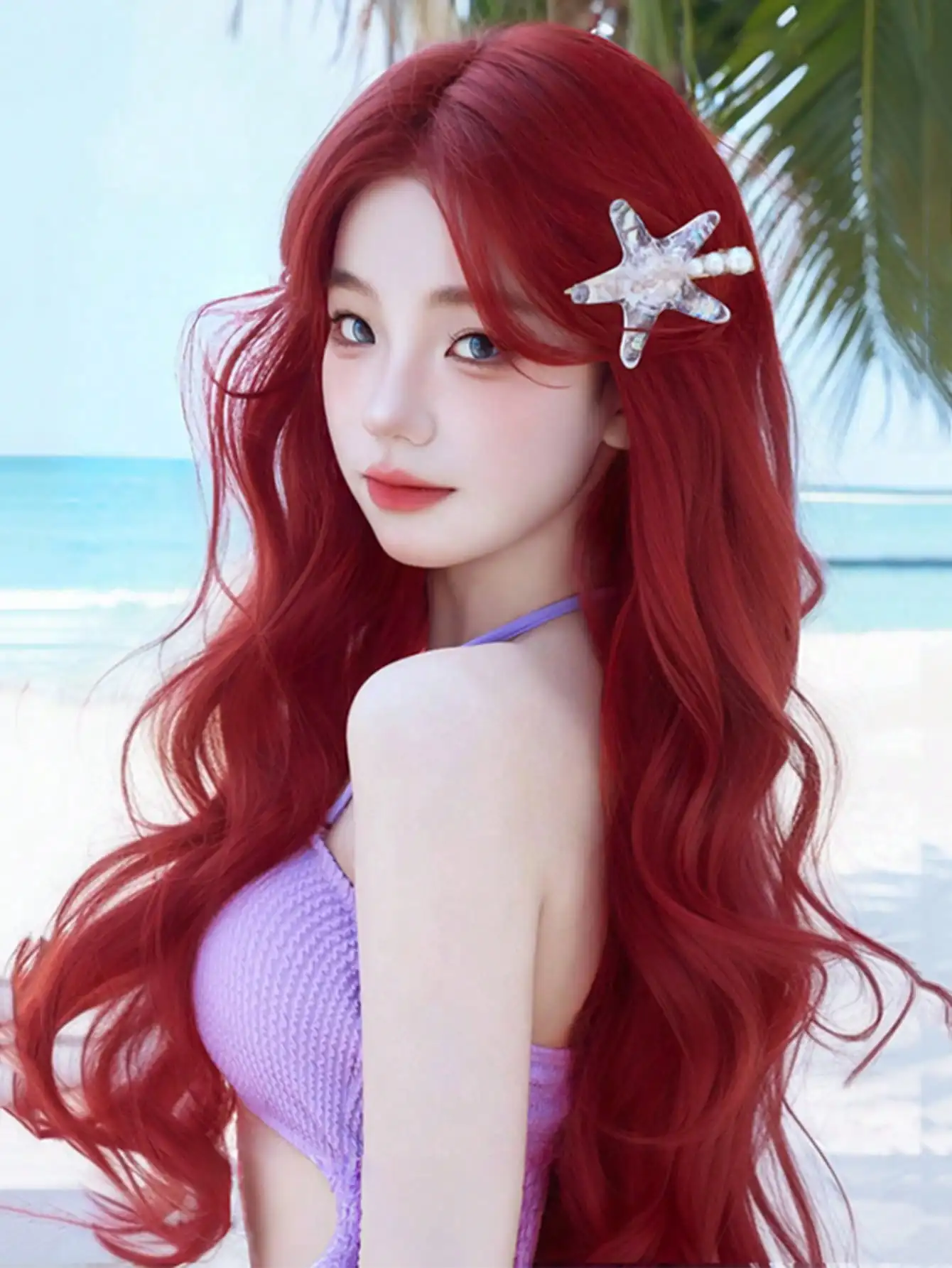 Red Synthetic Wavy Wig for Daily Cosplay Party