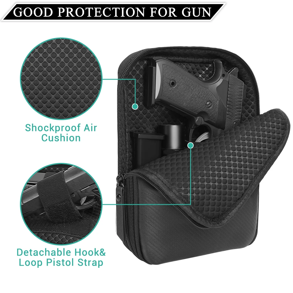 Concealed Carry Gun Bag Soft Sling Shoulder Bag Pistol Case Fanny Pack Waist Belt Firearm Bag with Holster for Handgun Pistol 3