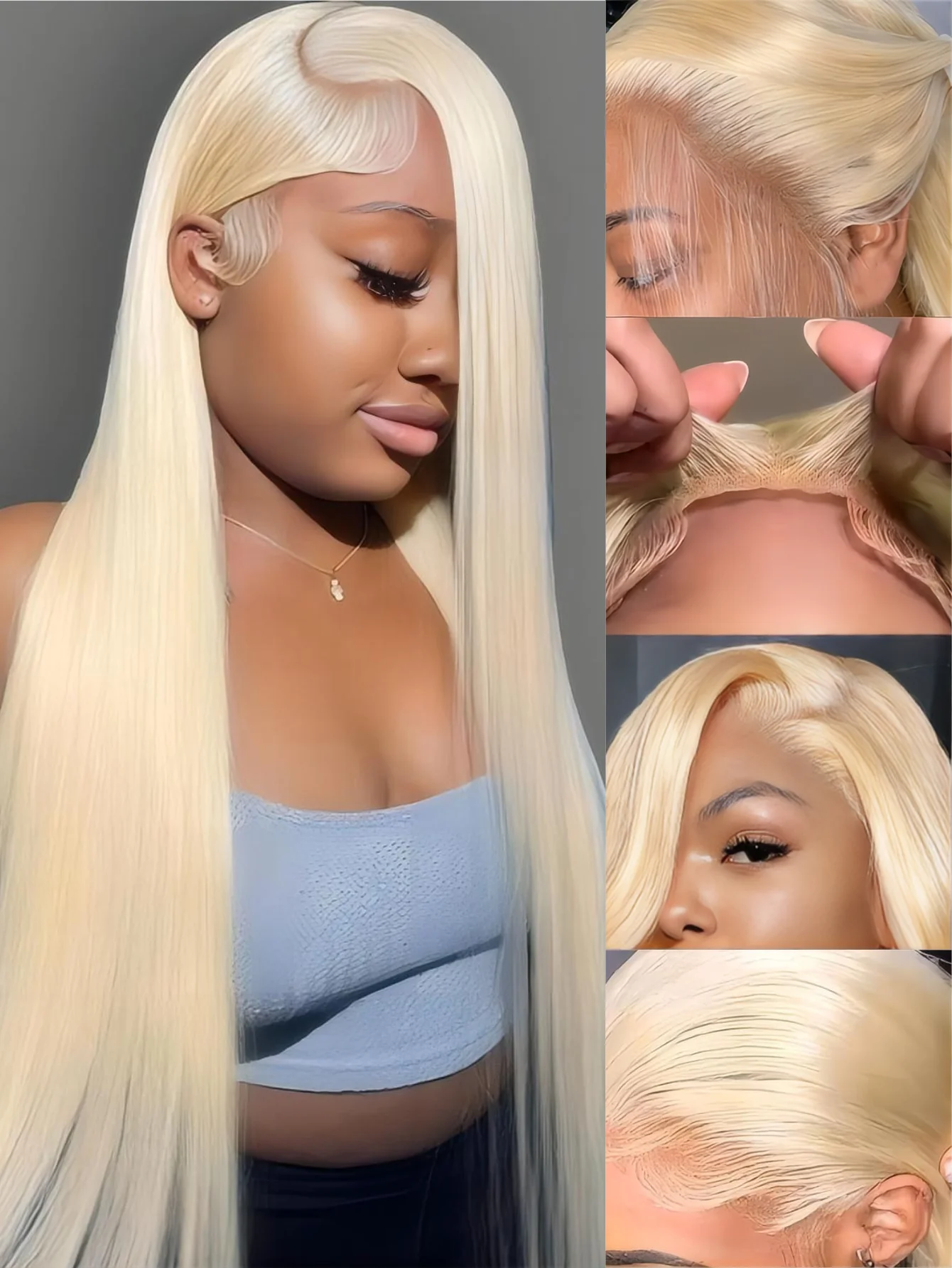 Platinum Blonde Synthetic Lace Front Wigs for Black Women Straight Lace  Wig  Preplucked Heat Resistant Fiber Women's Wig