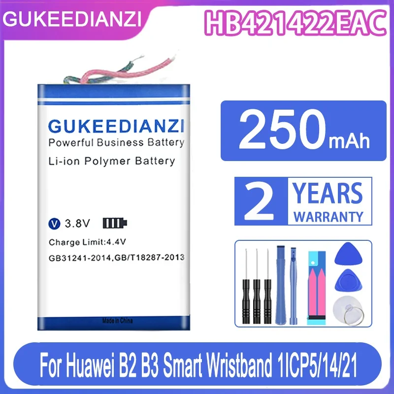 

GUKEEDIANZI Replacement Battery HB421422EAC 250mAh For Huawei B2 B3 Smart Wristband 1ICP5/14/21 Digital Batteries