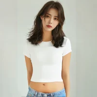 Lot de 4 T-shirts ajustés à manches courtes de couleur unie pour femme – Style décontracté et minimaliste pour l'été – Col rond 5