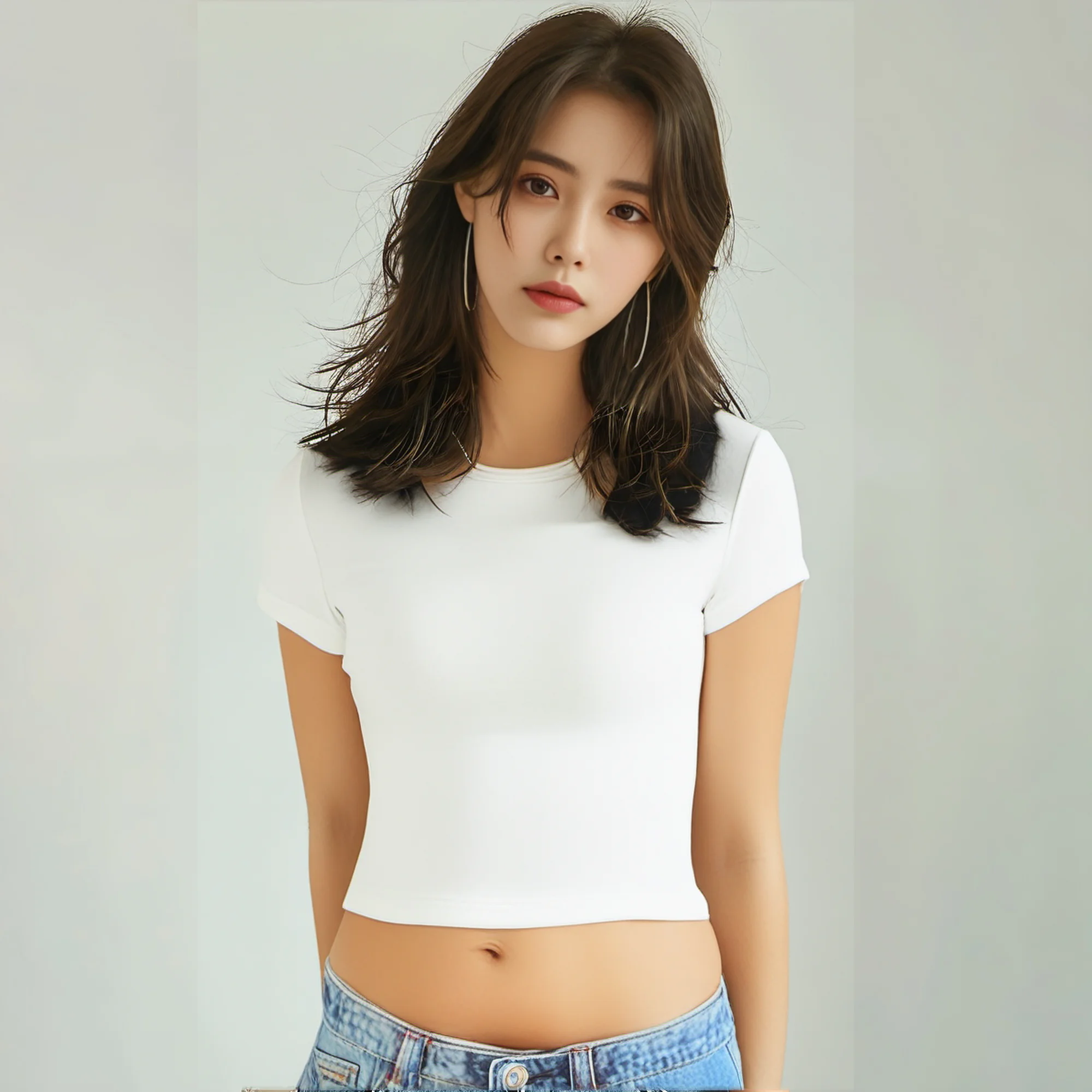 4 pieces Solid color basic short sleeved tight fitting T-shirt for women's casual summer minimalist women's style top O-neck 5