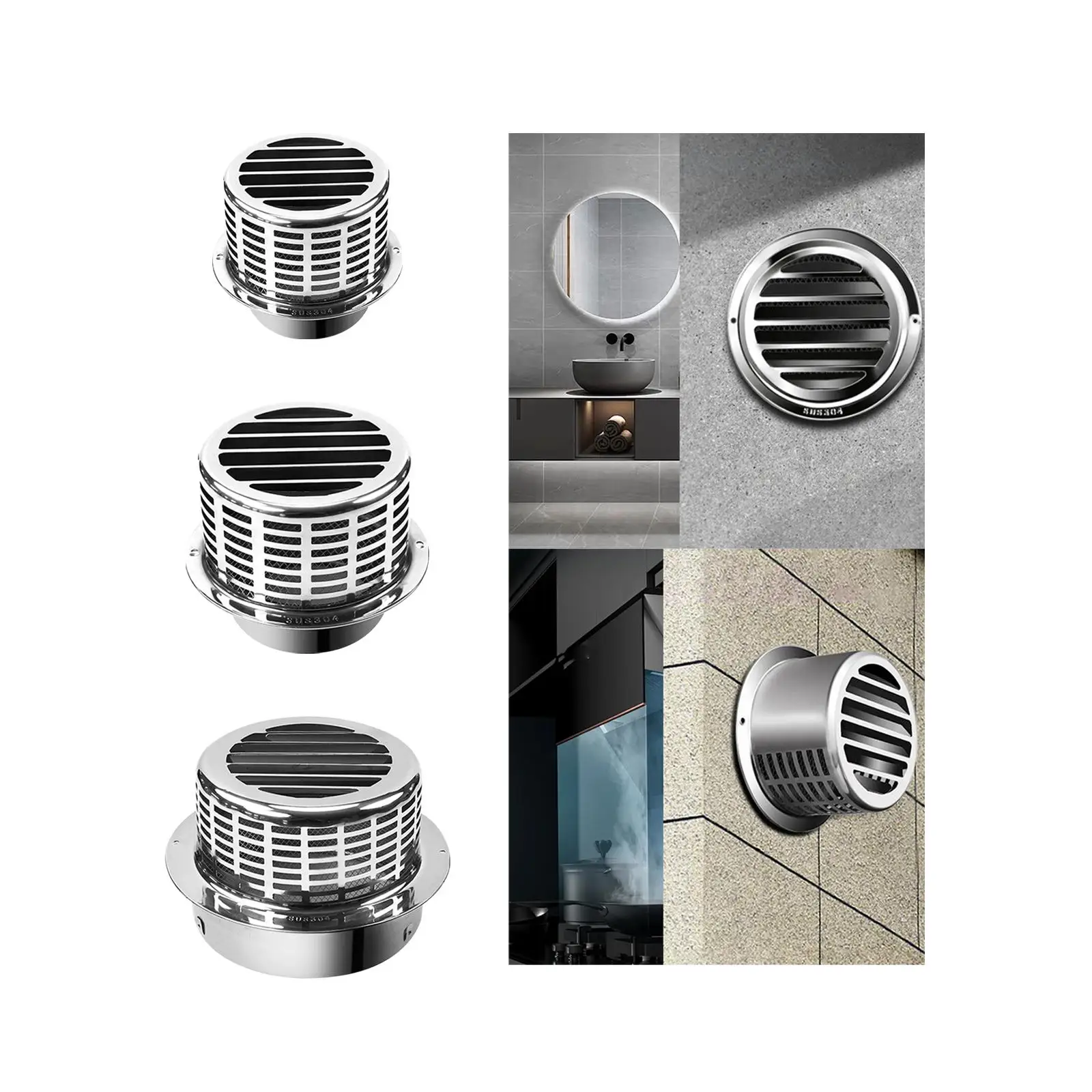 Stainless Steel Air Vent Stainless Steel Rain Hood for Home Wall Vents