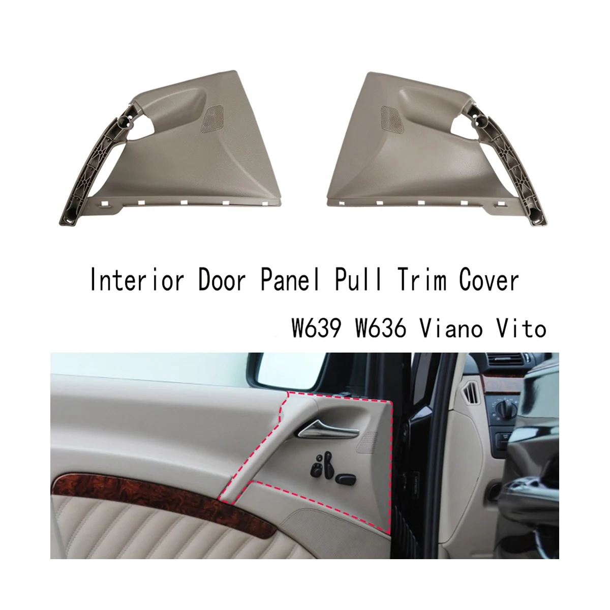 

Car Right Inner Handle Interior Door Panel Pull Trim Cover for Mercedes Benz W639 W636 Viano Vito 6397270071