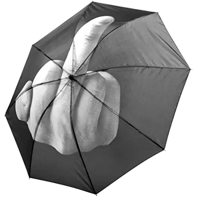 Vicces Összecsukható Esernyők, Kreatív Minta Esernyő, Középső Ujj Nyomtatott Könnyű Utazási Eső Esernyő - Image 6