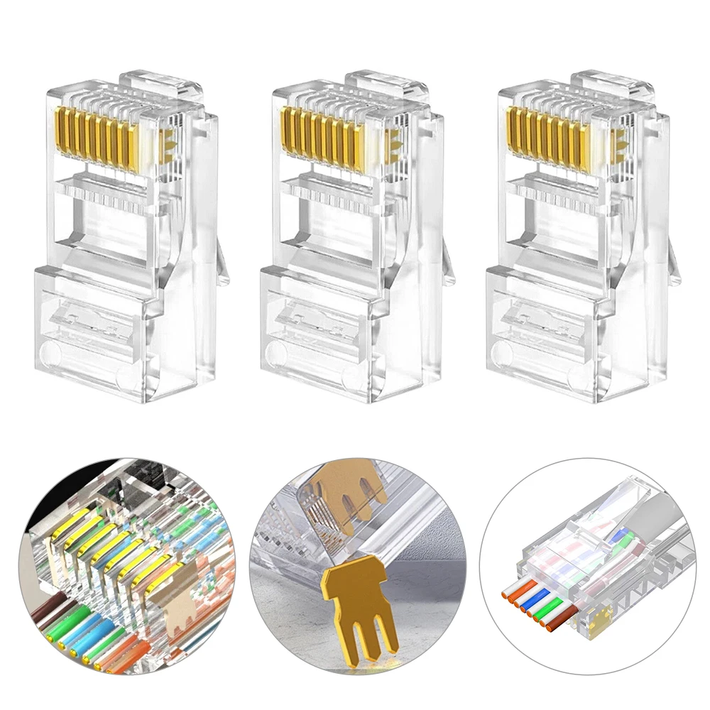10X RJ45 przechodzi przez złącze CAT6 wtyczka modułowa sieci CAT5e CAT5 Ethernet
