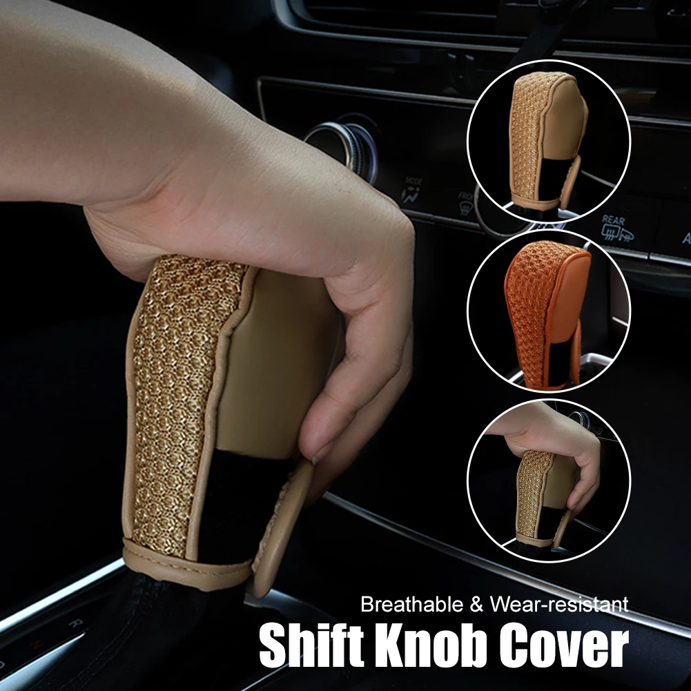 

Universal Car Gear Shift Knob Cover PU Ice Silk Shifter Knob Collar Protector Anti Slip Handle Dustproof Sleeve Auto Accessories