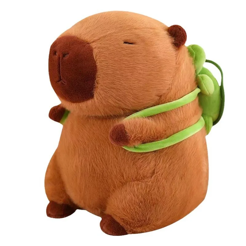 Lindo juguete de peluche de capibara, capibara esponjoso kawaii con bolsa de tortuga, gorro de fresa, animales de peluche, regalo para niños, decoración del hogar