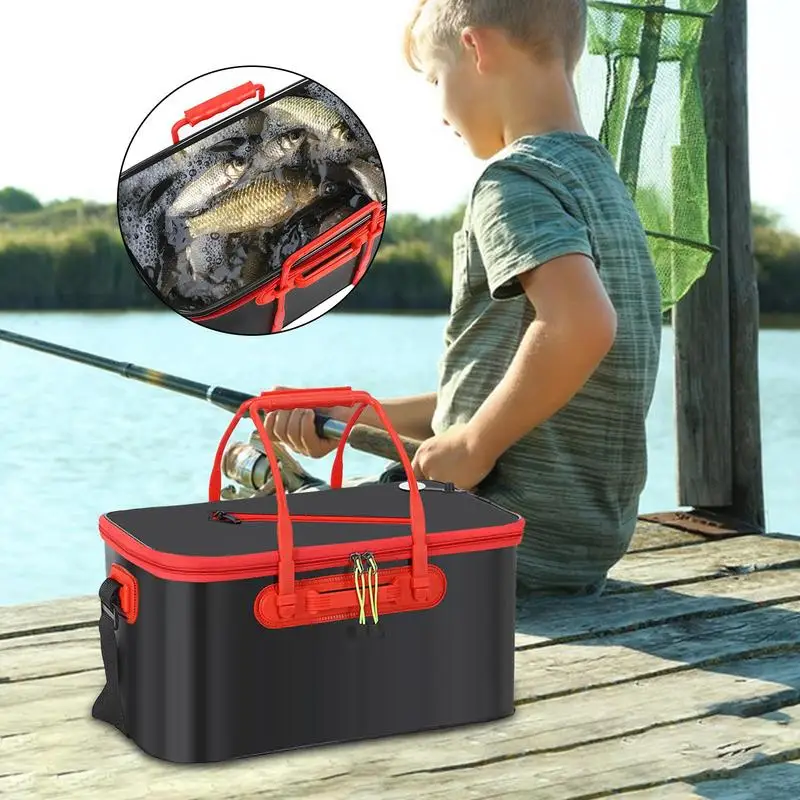 Fishing Bait Bucket Foldable Fish Bucket Outdoor Camping EVA Fishing Bag Multifunctional Fish Protection Bucket For Storing Live