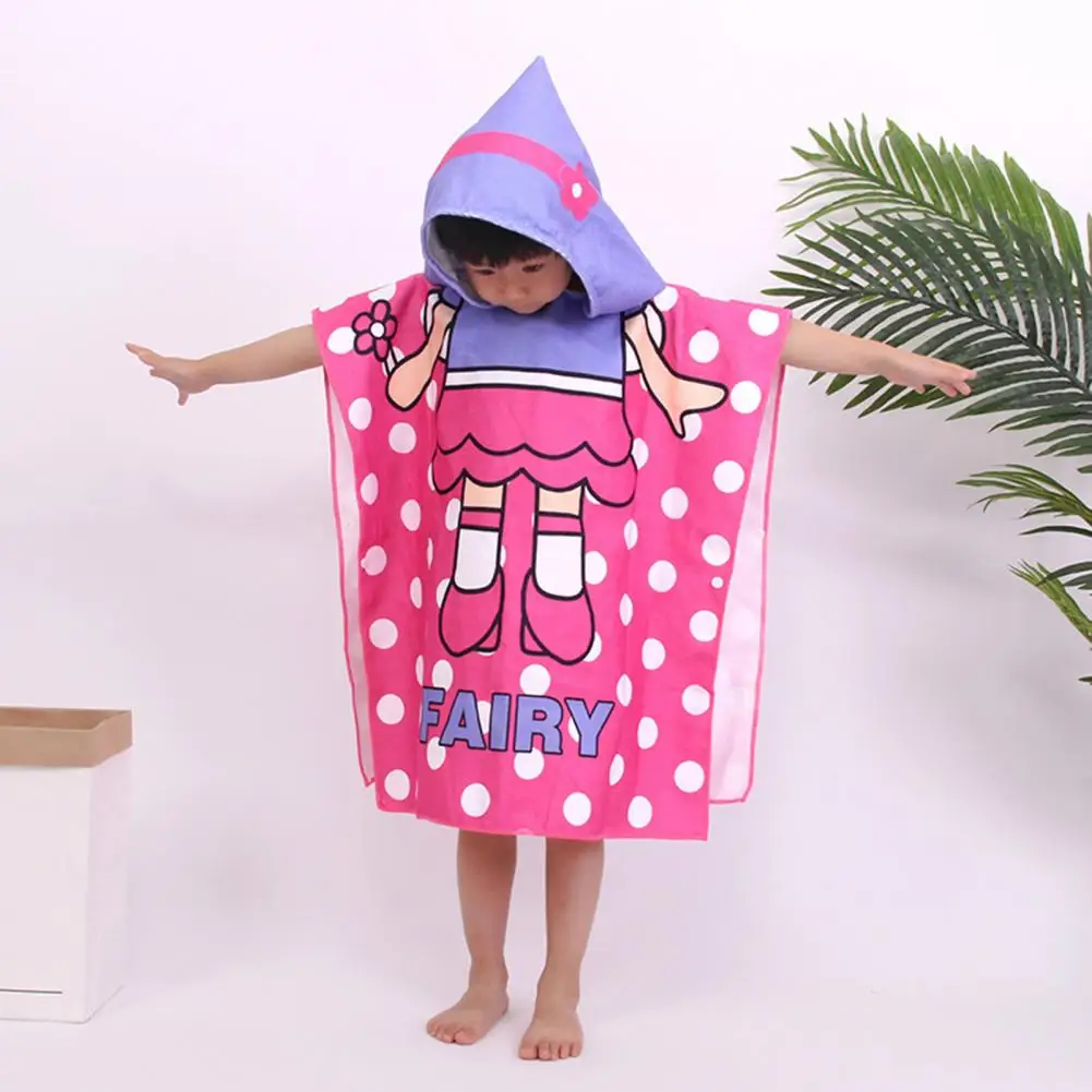 Children Bath Wrap with Hood Kids Cartoon Printed Hooded Beach Towel Poncho Quick-drying Super Absorbent for Toddlers for Pool