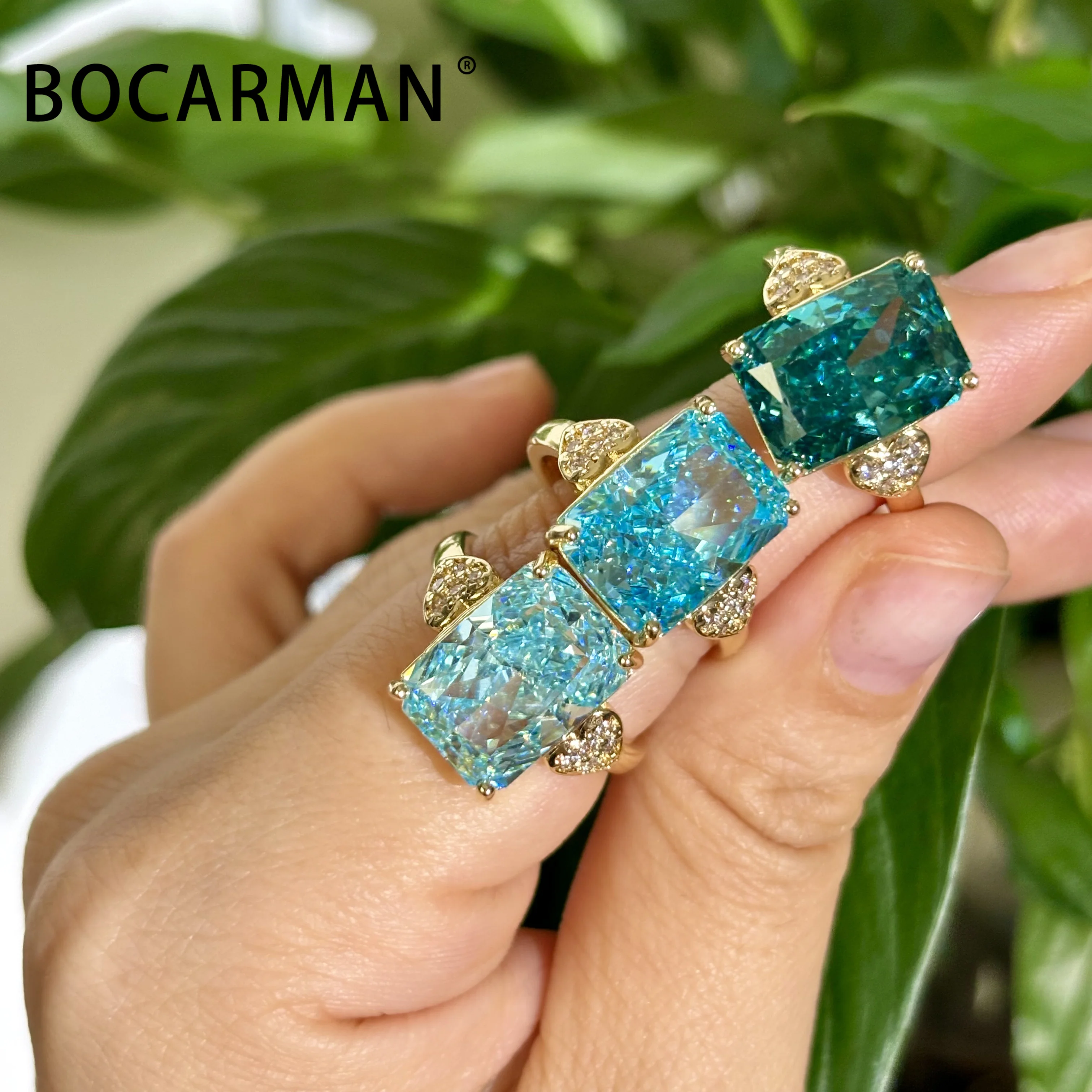 Mint Green Zircon Rectangular Vintage Wedding Ring - Colorful Statement Cocktail Jewelry