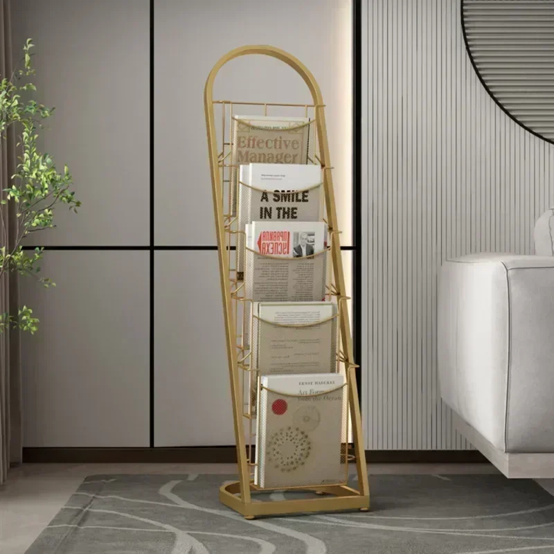 Light Luxury Magazine Rack Front Desk Publicity Material Display Office Floor Newspaper Stand Stylish Organizer Display Stand