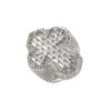 Iced Out Bling Cross Finger Ring Silver Color Cubic Zirconia Prong Setting CZ Stone Luxulry Men Women Hip Hop Fashion Jewelry 2