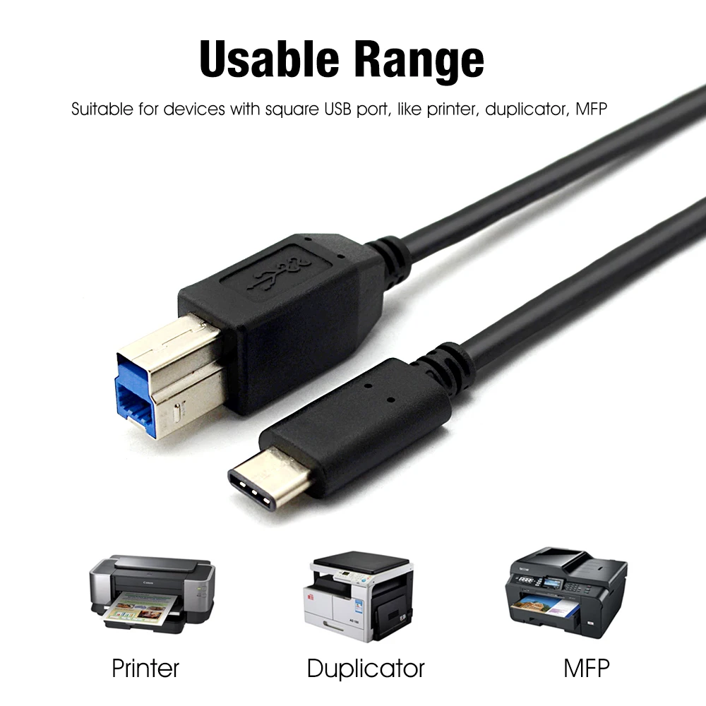 Câble d'imprimante USB Type A vers USB 3.0 Type B, port carré haute  vitesse, connexion d'ordinateur de données, disque dur d'imprimante HP, 5m  - AliExpress
