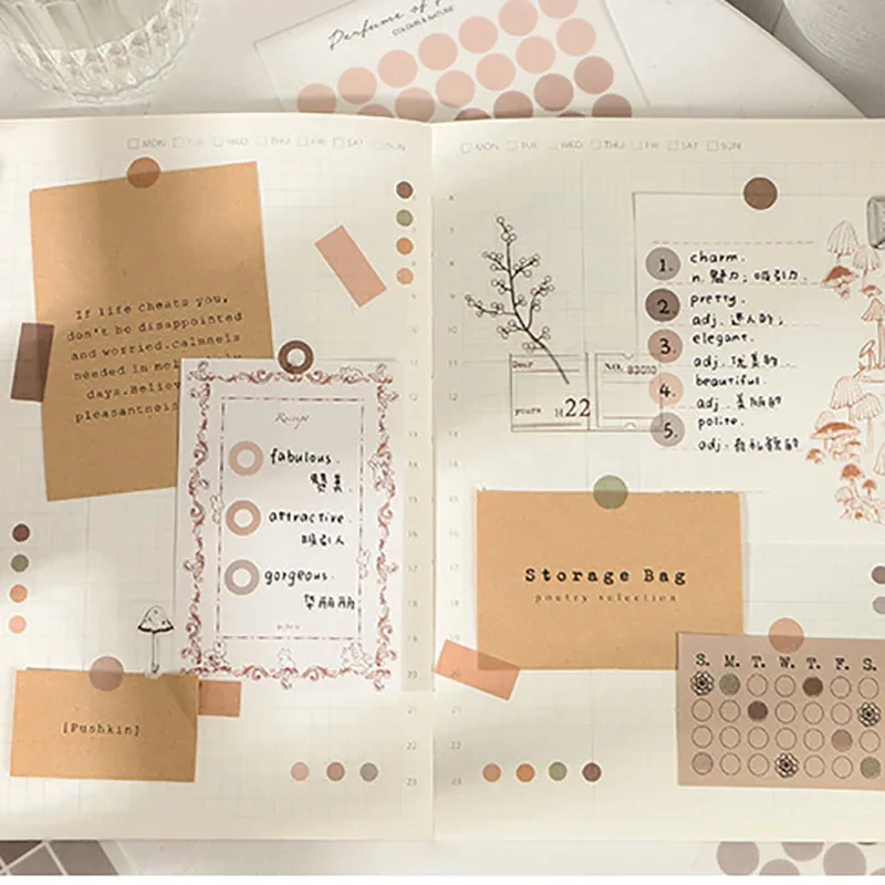 3 Sheets Colorful Round Dot Stickers Junk Journal Stickers DIY Diary Album Scrapbooking Stickers Planner Korean Style Label