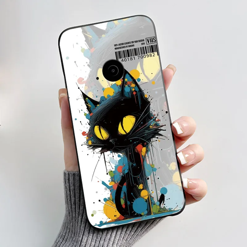 Aesthetic Cute Cat Cartoon Black Silicone Phone Case - Shockproof Protective Bumper