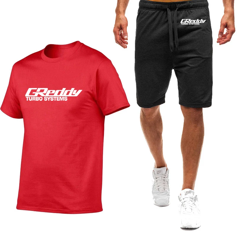 Summer Casual Crewneck T Shirt and Sweatpants Set for Men