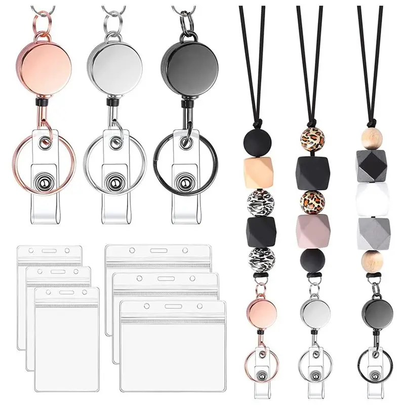 ID 배지용 접이식 끈, ID 홀더가 있는 교사용 끈, 여성용 비즈 끈