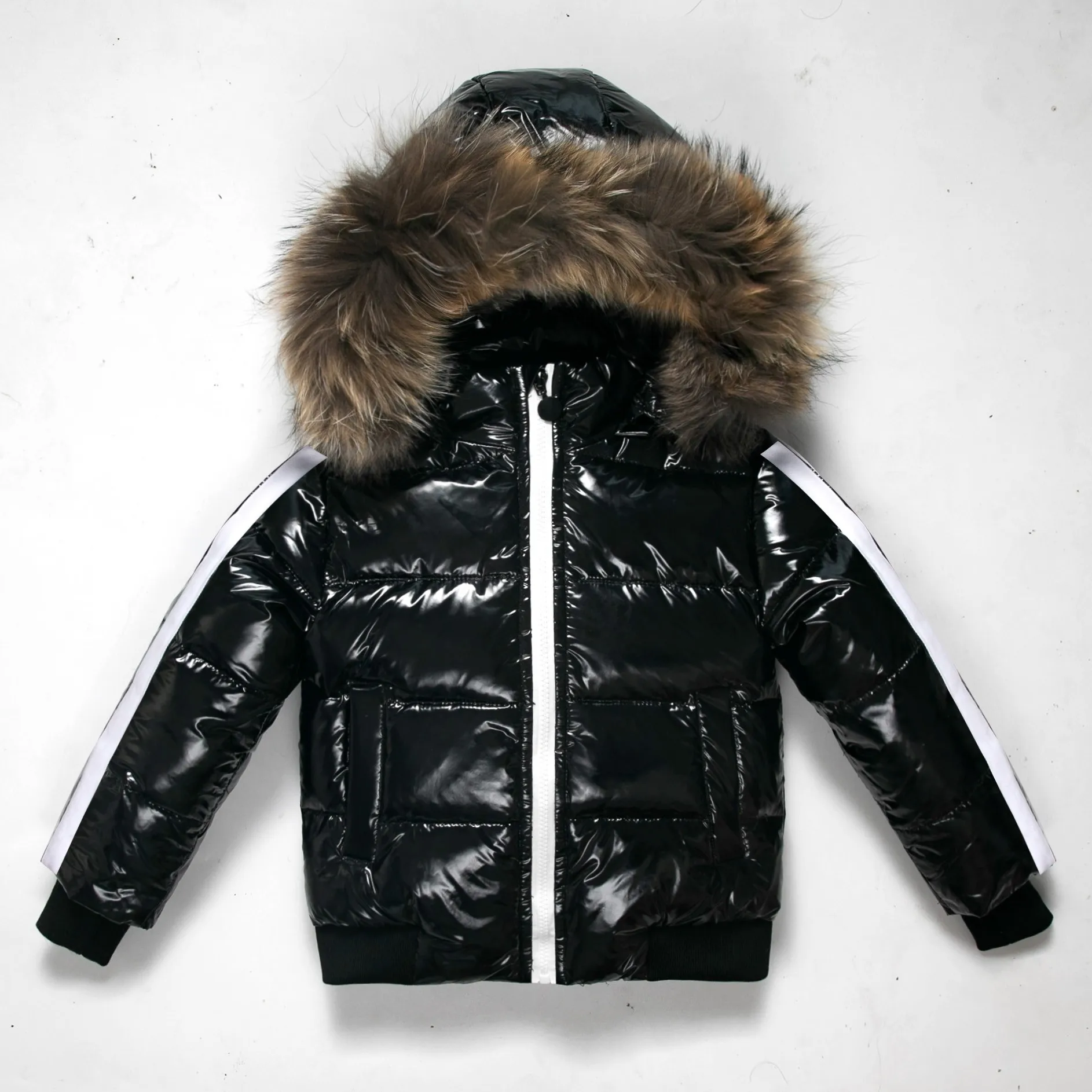 

Baby Boys New White Duck Down Jacket Thicken Winter Warm Coats Big Nature Fur Waterproof Clothes Children Outwear Wash-free