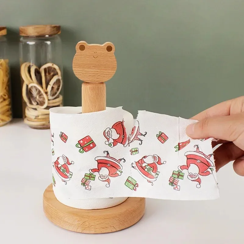 Disposable toilet paper Christmas Pattern Tissue Printing Roll Toilet Paper Santa Christmas Tree Cute Toilet Paper New Year Gift Creative Napkin