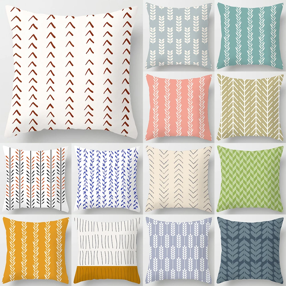 

Vertical geometric printing pattern for home living room sofa car decoration square polyester pillowcase