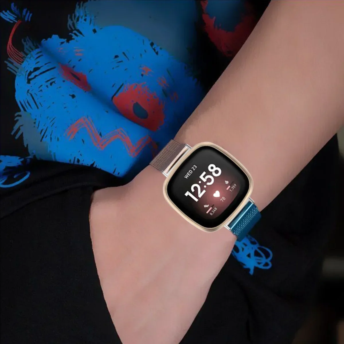 Milanese Magnetic Loop Metal Strap Bracelet for Fitbit Versa and Sense Series