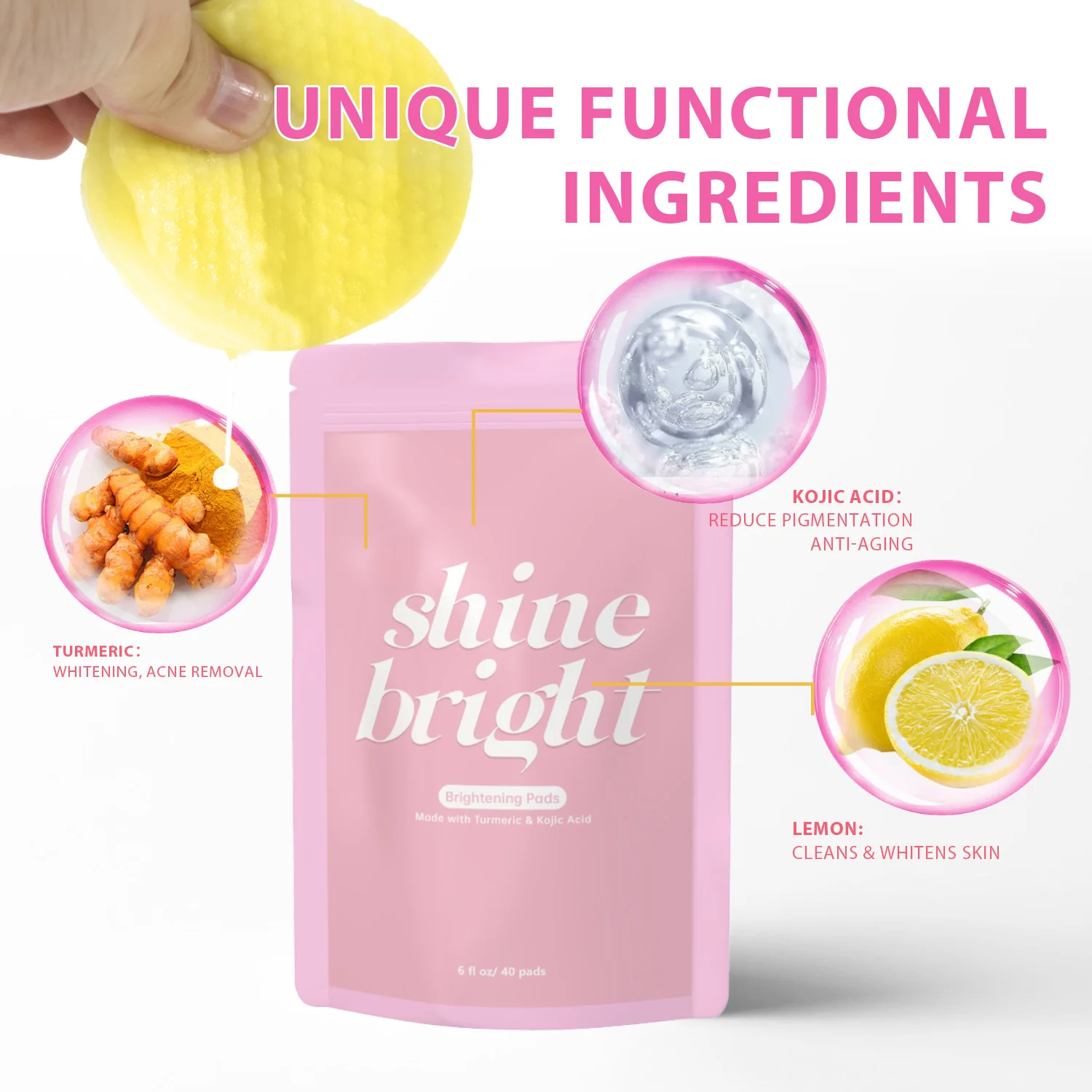 Turmeric Kojic Acid Face Cleansing Pad Exfoliating Pads Facial Sponges For Quickly Cleansing Exfoliating Daily Skin Care Product 4
